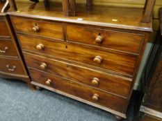 A neat nineteenth century mahogany chest of drawers, two short above three long. Height - 93cms,