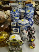 A parcel of modern blue & white Chinese decorated china including ginger jars, vases etc