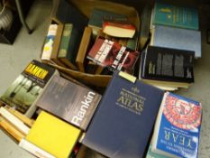 Four boxes of various hardback & paperback books, reference & fiction