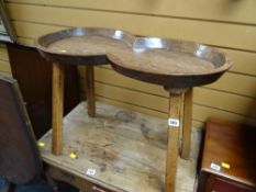A vintage shaped topped oak side table