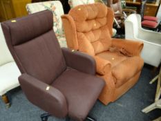 An electrical recliner armchair together with a modern office chair E/T