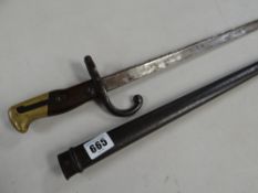 A military bayonet and scabbard