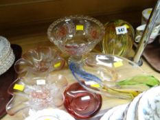 A collection of coloured glass ornaments