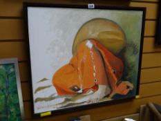 Oil on canvas by SALAM KANAAN (Palestinian artist) reclining figure, signed & dated 2011 (Proceeds