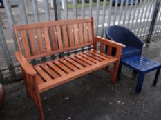 A teak garden bench etc (outside)
