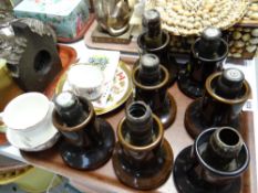 A collection of ceramic candle holders & mixed china