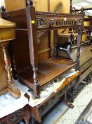 Dark oak Old Charm buffet table together with a similar Old Charm drop end console / sofa table