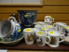A collection of Royal Commemorative mugs, items of studio pottery etc