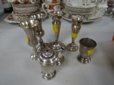 Parcel of hallmarked silver items including bud vases, condiments etc