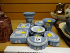 A small parcel of Wedgwood blue & white Jasperware