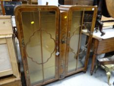 A good vintage chinoiserie two-door china cabinet with painted pagoda decoration