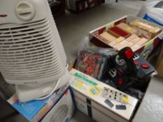 Vintage games console & games together with two convector heaters E/T