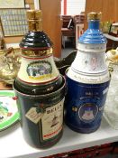 Two boxed Wade Bell's Scotch whiskey commemorative bell-shaped decanters commemorating the 90th