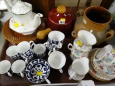 Tray of various teaware including Royal Stafford etc