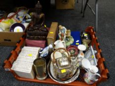 Crate of various china including ornaments, figurines, children's books