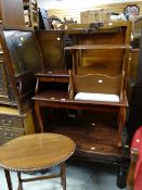 A parcel of furniture to include a telephone table, magazine rack, small coffee table, a pair of