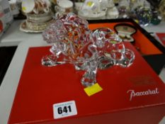 A boxed Baccarat glass lion