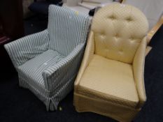 Two vintage upholstered bedroom chairs