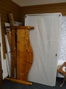 A honey pine double bed frame & mattress, single divan bed, mattress & headboard together with a