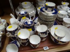 A tray of vintage gilt & cobalt decorated teaware