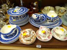 Parcel of Alfred Meakin 'Old Willow' blue & white patterned dinnerware together with various