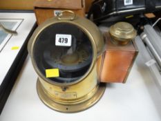 A brass encased & copper ship's gimbal-compass by Iver C Weilbach & Co, Copenhagen