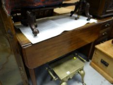 A good antique mahogany drop leaf tea-table with column legs & castors