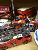 Four reproduction tin plate vehicles