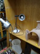 A modern painted wooden framed wall mirror together with two table lamps & three electric lamps E/T