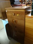 Parcel of bedroom furniture to include a tall narrow chest of six drawers together with a vintage