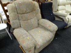 A La-Z-Boy recliner armchair (distressed) together with a black ash IKEA armchair