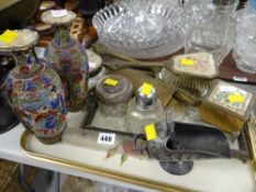 A vintage dressing table set, Japanese vases etc