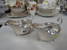 Two hallmarked silver sauce boats