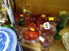 Small collection of cranberry & other coloured glass