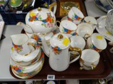 A vintage Carlton china floral & gilt pattern teaset