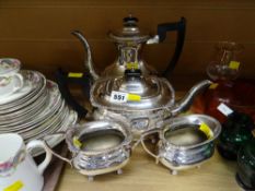 A good quality Viners of Sheffield four-piece EPNS teaset