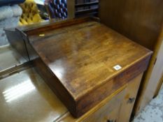 A good antique oak writing slope with compartment shelf interior