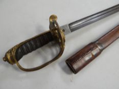 An English dress sword by Thurkle with gilt openwork guard bearing cypher and wirework handle,