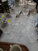 A parcel of good quality crystal glasses, hock & wine believed to be Waterford (but unmarked)