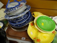 Tray of mixed china including Crown Devon fruit decorated plates, Coalport collector's plates