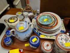 A tray of various Oriental patterned ceramics
