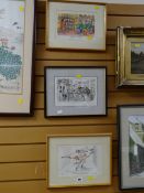 Three framed comedy limited edition sporting prints by HARPER HONEYSETT & another