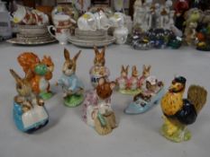 Group of eight Beswick Beatrix Potter figures including Mr Benjamin Bunny, The Old Woman Who Lived