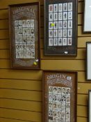 Three framed cigarette card collections of early film stars etc