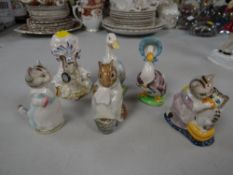 Collection of six Beswick Beatrix Potter figures including Jemima Puddleduck, Lady Mouse etc