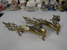 A pair of believed polished bronze dragon censers