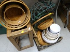 Wooden wine rack, hanging baskets, planters etc