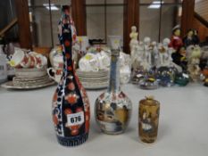 Three various Oriental vases including a Satsuma miniature (chipped)