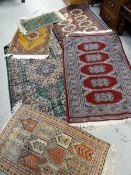A parcel of various vintage patterned Indian rugs & runners