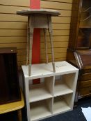 A stripped pine octagonal occasional table together with a modern storage unit